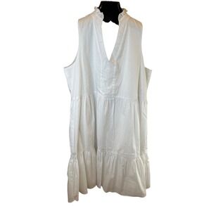 52seven White Sleeveless Tiered Ruffle Neck Babydoll Dress Size 6